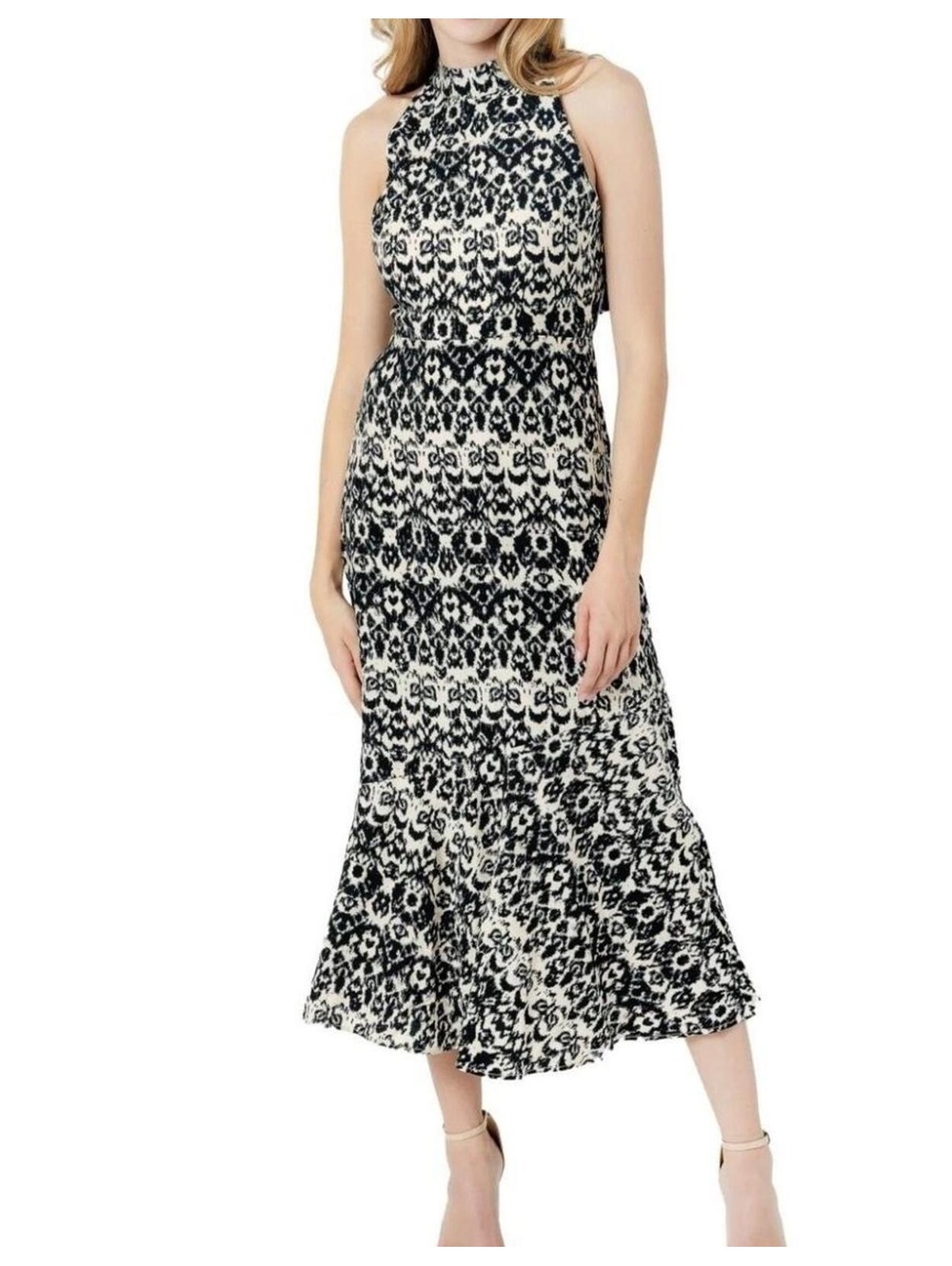 Sam Edelman Ikat Sleeveless Midi Dress with halter neck. Size: 8.